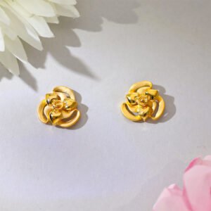 Golden Bloom Rose Stud Earrings