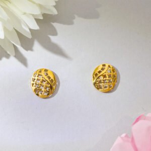 Golden Mosaic Oval Stud Earrings