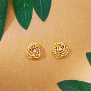 Golden Bloom Sparkle Stud Earrings