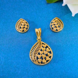 Elegant Mosaic Gold Pendant Set