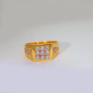 Prestige Square Gold Gents Stone Ring