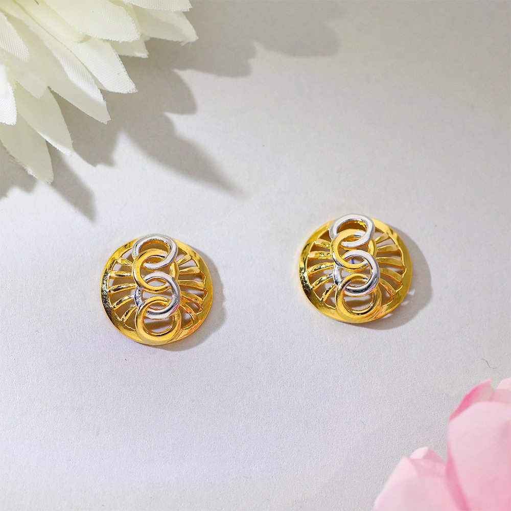 Elegant Curve Gold Stud Earrings