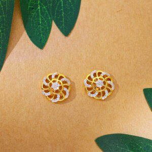 Royal Petal Diamond Gold Stud Earrings