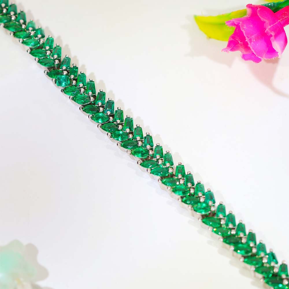 Emerald Leaf Solitaire Bracelet - Image 5
