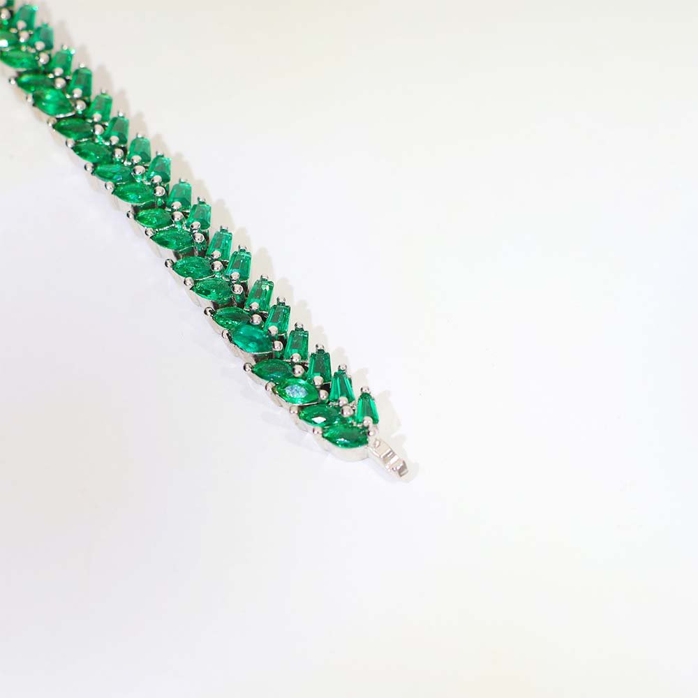 Emerald Leaf Solitaire Bracelet - Image 3