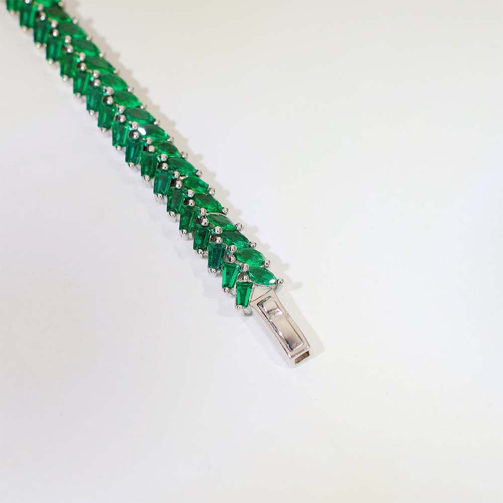 Emerald Leaf Solitaire Bracelet - Image 4