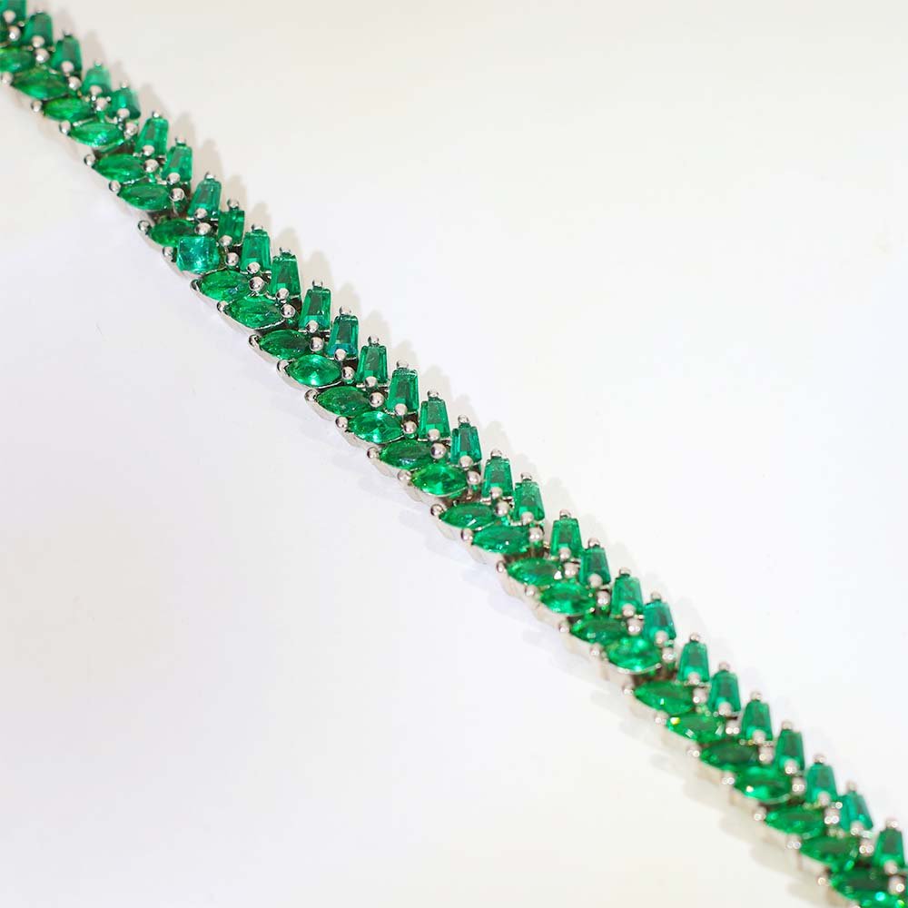Emerald Leaf Solitaire Bracelet - Image 2