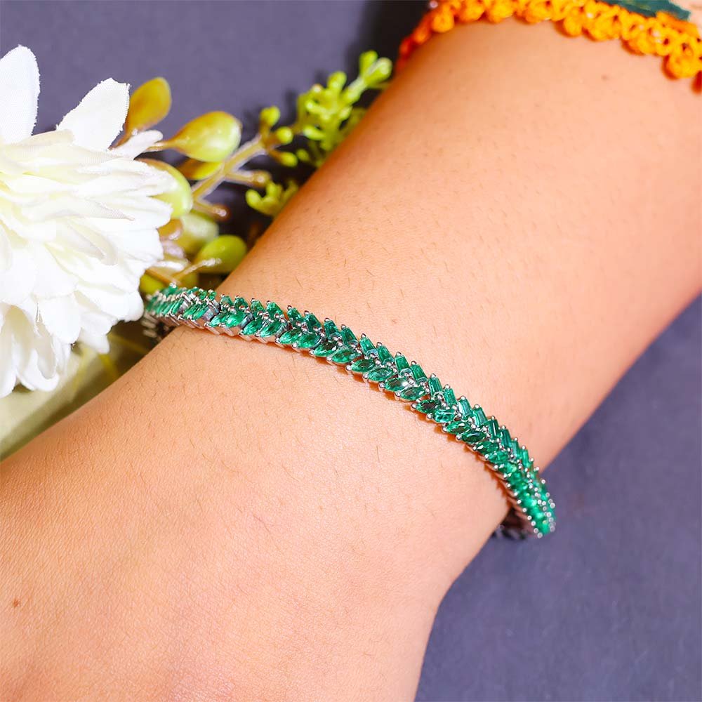 Emerald Leaf Solitaire Bracelet