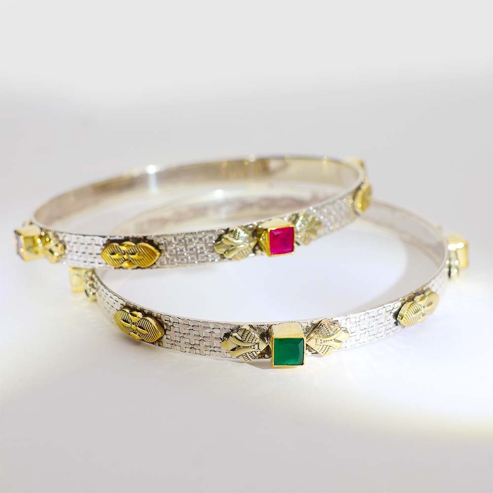 Royal Bloom Silver Bangles