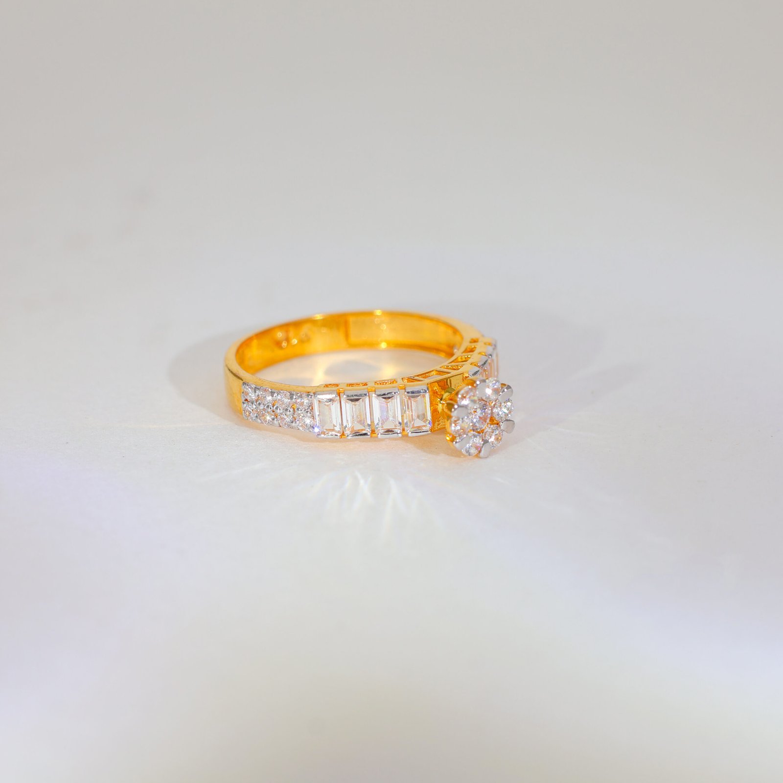 Crystal Blossom Gold Ladies Stone Ring - Image 2