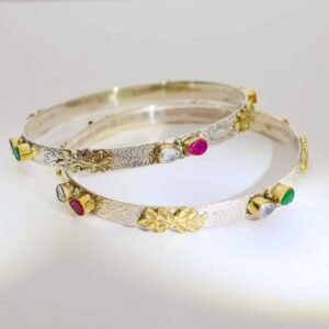 Color Bloom Silver Bangles