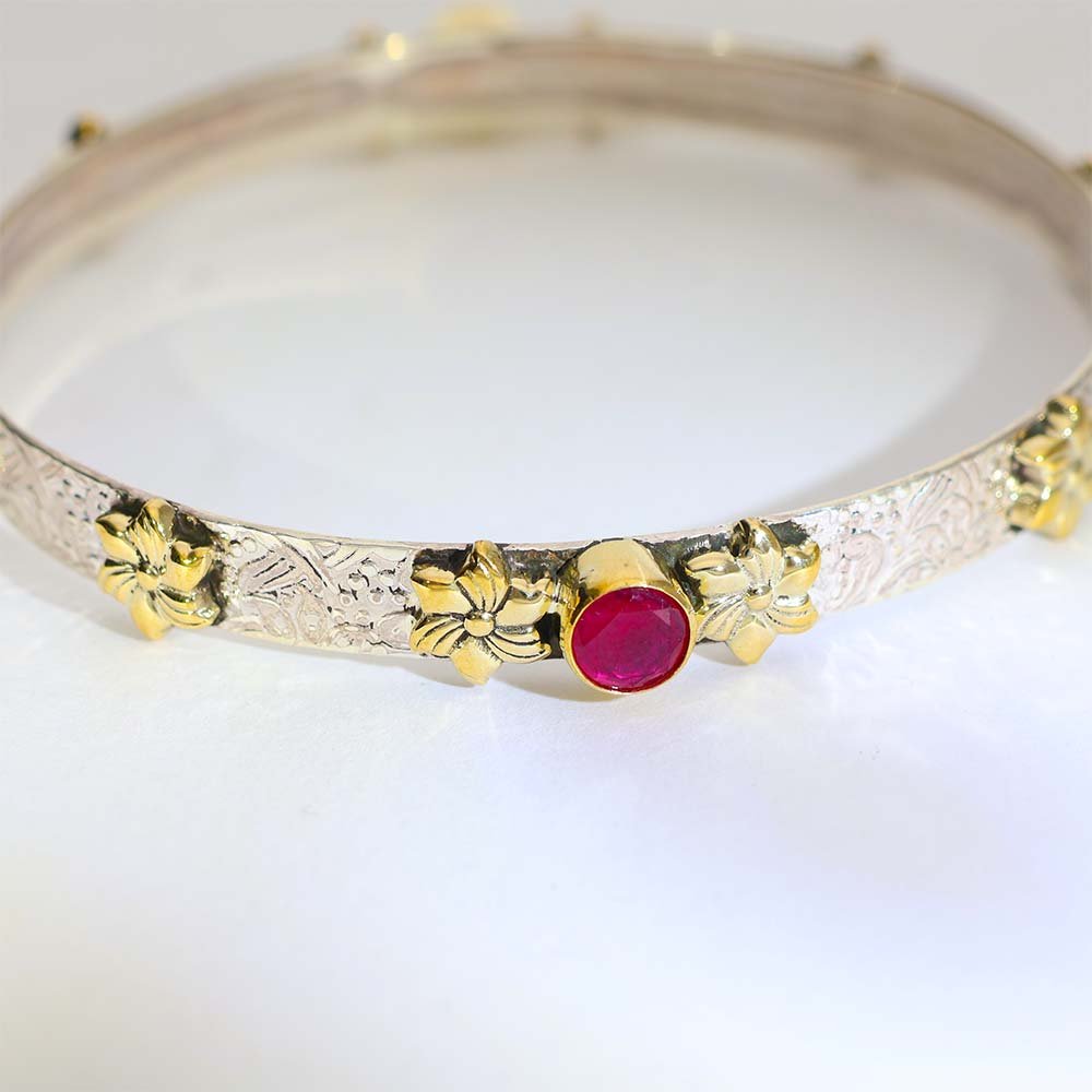 Golden Blossom Silver Bangles - Image 2