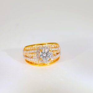Floral Sparkle Gold Ladies Stone Ring