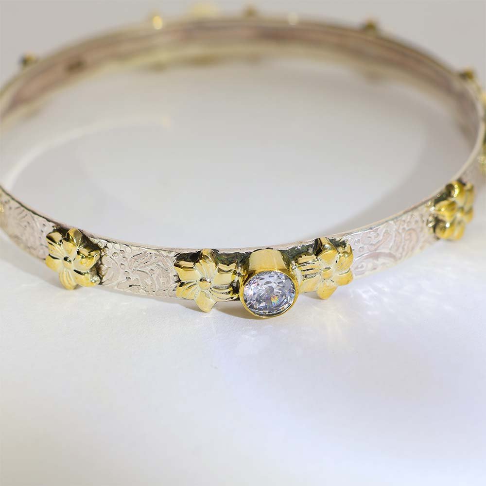 Golden Blossom Silver Bangles - Image 4
