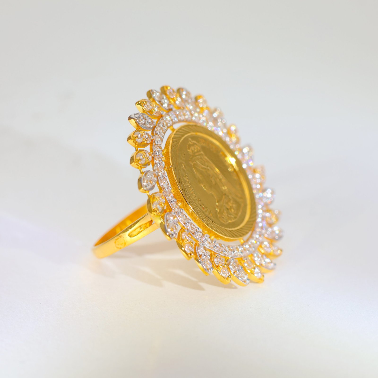 Sacred Halo Gold Ladies Stone Ring - Image 3