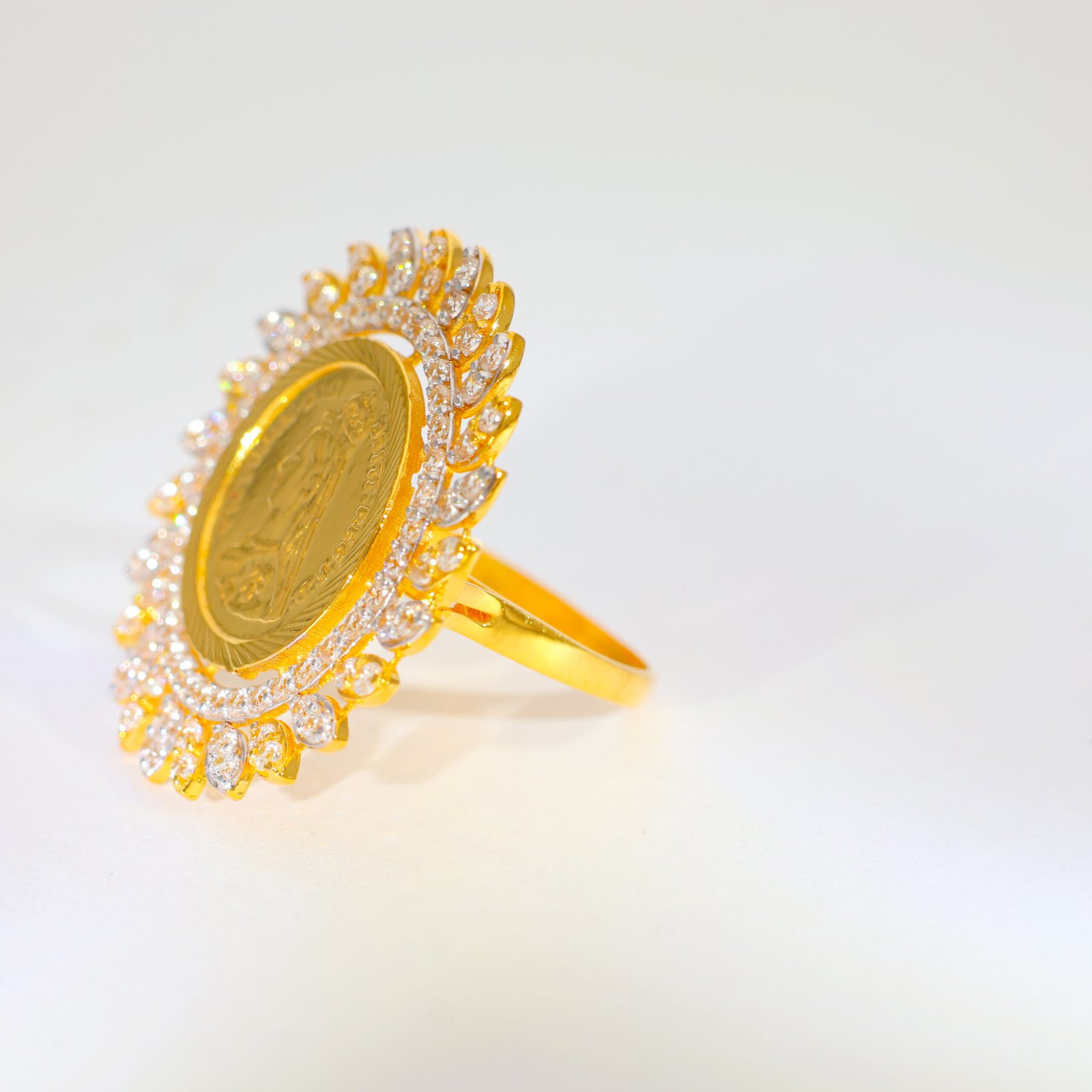 Sacred Halo Gold Ladies Stone Ring - Image 2