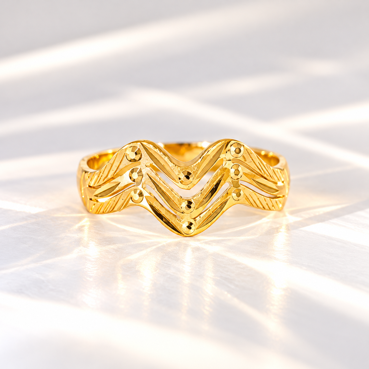 Floral Grace Gold Ladies Ring - Image 4